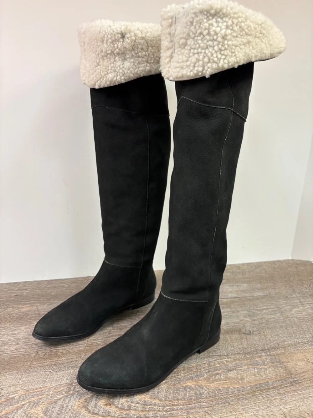 Anthropologie Candela Faux Suede Over-the-Knee Boots Black Size 7